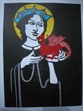 St Margaret iwth the Tiny Dragon by Sara Muzira, Artist Print